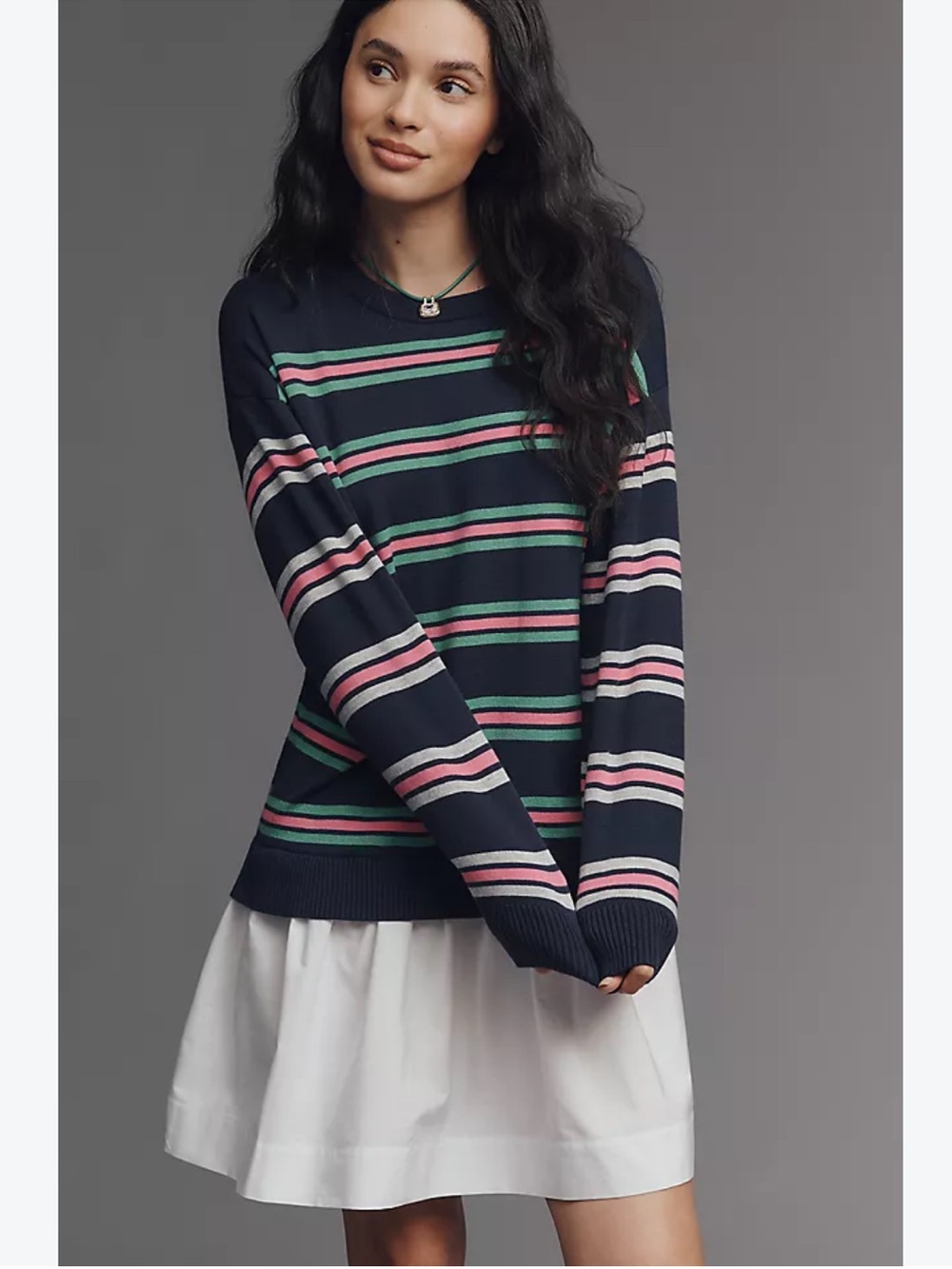 Anthropologie/Maeve Navy Long-Sleeve Stripped Sweater Dress, Size Small, NWOT